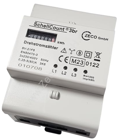 3-Phasen Drehstromzähler mit mechanischem Rollenzählwerk analog, MID geeicht, Eichjahr 2025 80A
