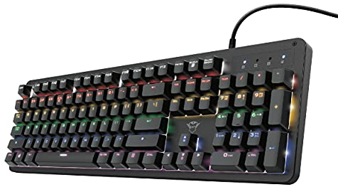 Trust Gaming GXT 863 Mazz NL/US Mechanische Tastatur mit Niederländisches QWERTY Layout - Mechanische Outemu Red Schalter, 14 Farbmodi, USB Plug & Play, PC/Laptop