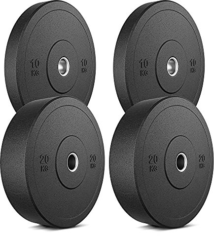 Marbo Sport Hantelscheiben-Set MW-Bumper aus Gummigranulat, Gewichte mit Bohrung Ø51 mm, 2 x 10 kg + 2 x 20 kg (Gesamtgewicht 60 kg)