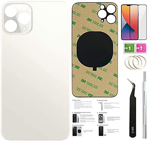 11 Pro Back Glas für iPhone 11pro Back Cover Glas (5,8 Zoll) mit vorinstalliertem Klebeband und werkzeugen ... (Silber)