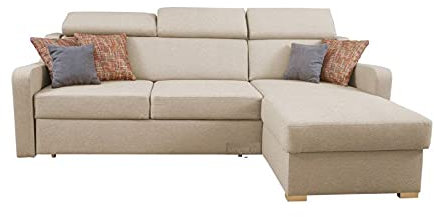 mb-moebel Kleines Ecksofa Eckcouch mit Bettkästen mit Schlaffunktion Couch Wohnlandschaft L-Form Polsterecke Penny (Beig, Rechts)