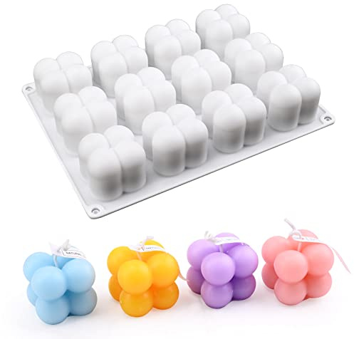 3D-Blasen-Kerzenformen – 12 Mulden, Seifenblasenform, Silikonform für Kerzen, Seifenherstellung, Blasenkuchenform zum Backen, Mousse, Kuchen, Dessert, Gelee, Eis