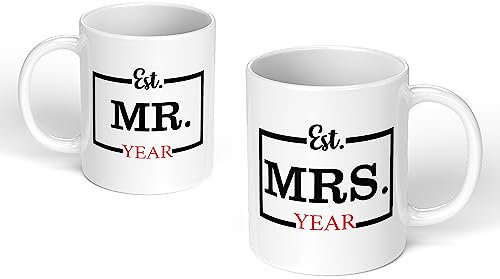 Personalised Valentines Day Anniversary Birthday Mug Boyfriend Girlfriend His Him Her Gift Present Wife Husband Mr Mrs Established (Plain White Mug Set)