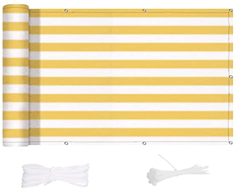 Yoosing Balkonabdeckung 125x800cm, Blickdichte Balkonumspannung, mit Ösen, Nylon Kabelbinder und Kordel viele Längen & Breiten Zur Auswahl