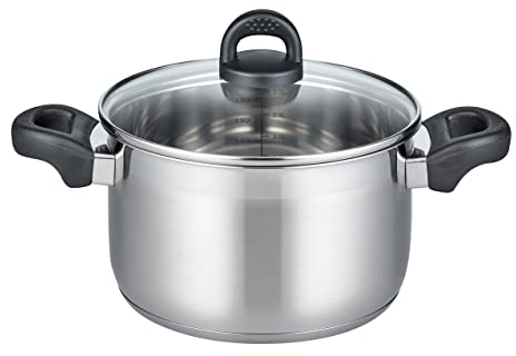 ELO 12221 m.GD - Olla de carne (20 cm, turmalina, inducción, acero inoxidable satinado, mango de plástico antideslizante, con escala de litros y sistema de dosificación de aceite)