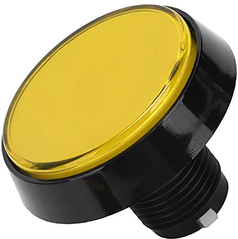 Botón Pulsador Abs 60Mm Botón Plano Redondo Grande con Luz LED Interruptor de 3 Pies para Máquina de Grúa Consola de Juegos (Interruptor Amarillo+LED+trípode)
