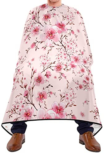 Peignoir Coiffure Cerise Rose Robe De Coiffure Professionnel Cape Blouse Antistatique Coiffeur Robe Pour Barber Unisexe Coiffeurs 140X170Cm