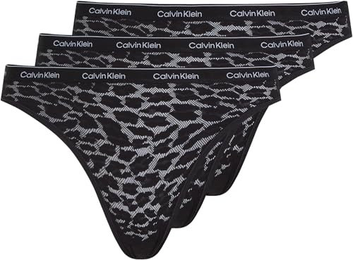 Calvin Klein Femme Lot de 3 Slips Bikini Stretch, Noir (Black/Black/Black), S