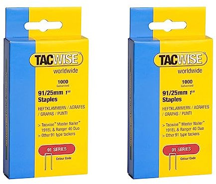 Tacwise 285 Type 91/25mm Staples for Staple Gun (1000) 25 mm 0285 (Pack of 2)