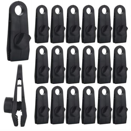 20 Stück Planenspanner Planenclips Zeltplanen Clips - Multifunktion Zeltklemme Halterung Spanner Befestigungsclip für Plane Zelt, Abdeckungen, Markisen, Banner, Gartenarbeit, Schwarz