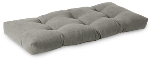 ELFJOY Tufted Bench Cushion Thicken Patio Furniture Cushions Classic Solid Color Porch Swing Cushion Soft Bench Pillow with Non Slip Backing (34x16x3.5 inch Grey)