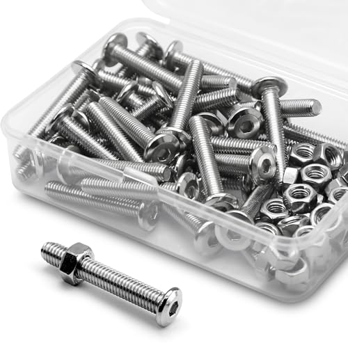 (40 Ensembles) Vis M5 x 30mm en Acier Inoxydable 304 Avec tête Plate Hexagonale et écrous - Connecteurs de Mmeubles