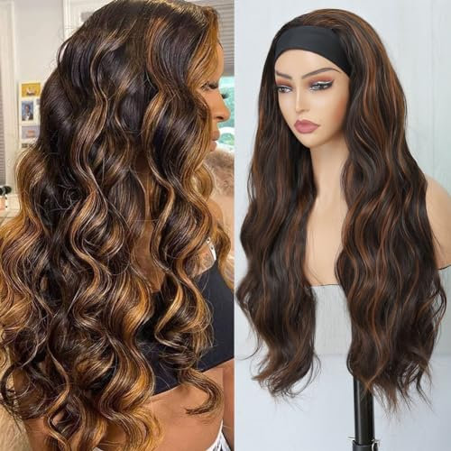 Soyeon Perruque Synthétique Bandeau Blonde, Longue Ondulée Ombre P4/30, Sans Colle, Cheveux Naturels Femme, Fibre Résistante à la Chaleur, 26 Pouces (65cm)