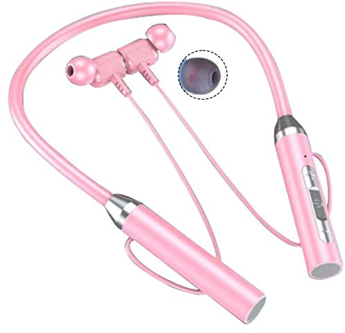 Jikoiuty Drahtloses Bluetooth-Headset Nackentyp Stereo-RauschunterdrüCkung Universelle Plug-In-Karte Sport-Ohr-Headset-Mikrofon, Pink