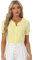 Allegra K Chemise à carreaux vichy pour femme, haut à carreaux pour femme, col volant, manches courtes, jaune, XL