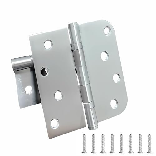 Pushen Pack of 3 Stainless Steel 4 Inch Door Hinges, Brushed Silver Finish, Heavy-Duty Ball Bearing Hinges with Square & Round Corners, 3mm Thickness