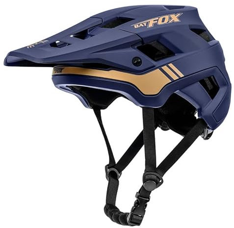 BATFOX Casque de vélo, casque de cyclisme léger pour VTT vélo de route, casque respirant avec visière pour adultes et jeunes pour BMX, skateboard, patinage à roulettes, moto tout-terrain, taille