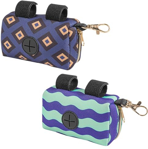 Monsully 2 Pcs Dispensador de Bolsas para Perro con Llavero, Soporte para Excrementos, Dispensador de Residuos para Pasear Mascotas