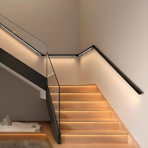 Pasamanos de Escalera LED de Aluminio, Montado en la Pared Con Luz de Sensor de Movimiento, para Terrazas Exteriores e Interior, 19.7