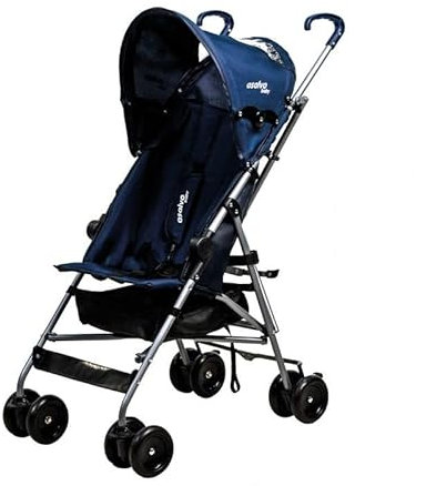 Silla de Paseo ENZO - Ultraligera para Bebé hasta 16,5 kg - Carro Compacto con Capota con Ventana + Freno Trasero + Plegado Fácil y Gran Maniobrabilidad - Asiento Confortable y Seguro - Azul Asalvo