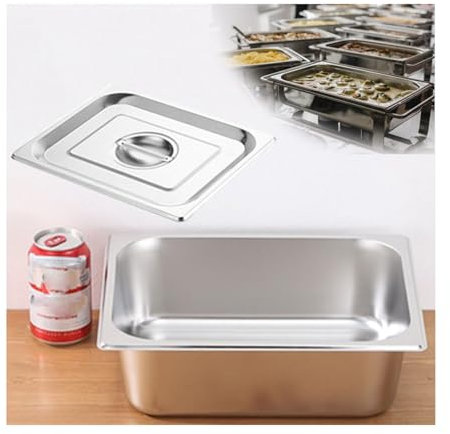 NJDQFA Mahlzeit Zutatenbehälters,Edelstahl Gastro Behälter GN Spülmaschinenfest,Stapelbar Tief Gastronormbehälter,1/2（32.5 * 26.5）,10cm1.2side