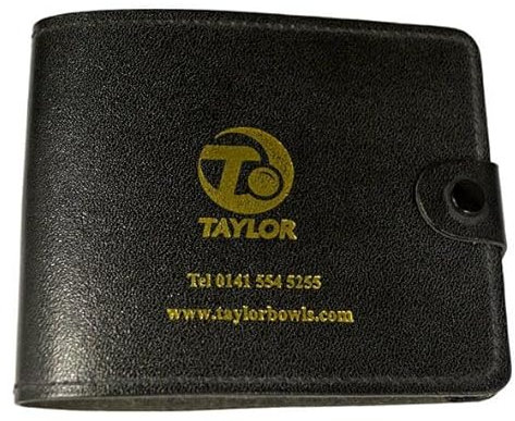 SGL Taylors Black Leather Fold-Over Scorecard Holder, 22cm x 8cm