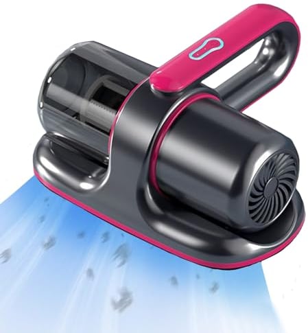 Aspirador de Ácaros, 13 KPa Aspiradora antiácaros de Mano con Luz UV, aspiradora de Mano con Filtro HEPA, destruye el 99,99% de Todos los ácaros para Camas, Almohadas, sofás y alfombras (Gris)