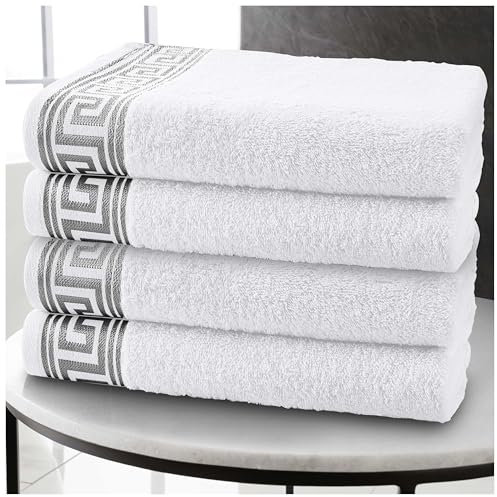 GC GAVENO CAVAILIA Toallas de Mano – Toallas de algodón Egipcio, Paquete de 4 – Toalla de Mano Ultra Suave y Altamente Absorbente para baño – Toallas de Secado rápido (50 x 80 cm) – Blanco