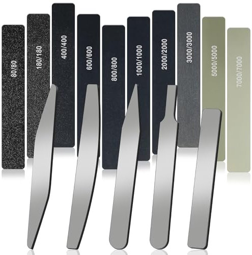 Honoson Lot de 25 outils de polissage comprenant 5 limes de polissage pour verre et 20 bâtons de ponçage en verre pour modèles en plastique, pièces de base en bois
