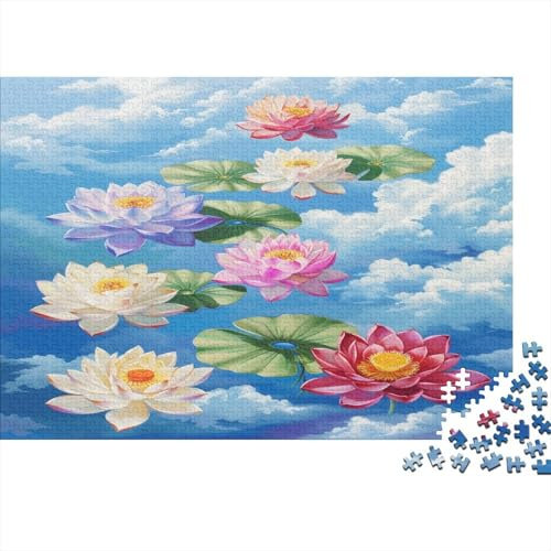 White Lotus Flowers 1000-teiliges Puzzle Für Erwachsene Kinder Geschenk-Puzzlespie Puzzle Für Erwachsene Und Kinder Ab 14 Jahren 1000pcs (75x50cm)