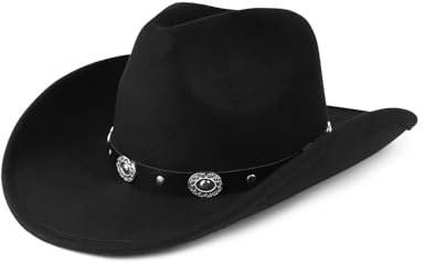 Zylioo L-XL Cowboyhut aus Filz für Großen Kopf, Westernhut mit breiter Krempe, Fedora Panamahut mit Gürtelschnalle für Herren Damen