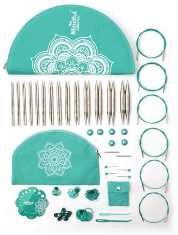 KnitPro The Mindful Collection Affection Interchangeable Needles Set 5 (13cm) | 14 Sizes (3mm to 12mm) with Accessories