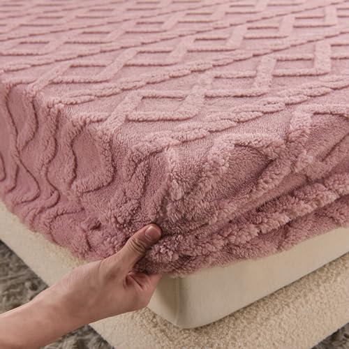 JIANINGHOME Spannbettlaken Plüsch 90x200,Spannbettlaken Coral Fleece Spannbetttuch Mikrofaser Laken, Bettlaken aus Baumwollsamt mit Kristallsamt