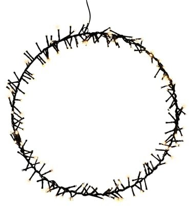 Spetebo LED Ring schwarz zum Hängen mit Timer - 40 cm - Metallkranz mit Gold LED Lichterkette - Weihnachtsdeko Fensterdeko Weihnachten Türkranz