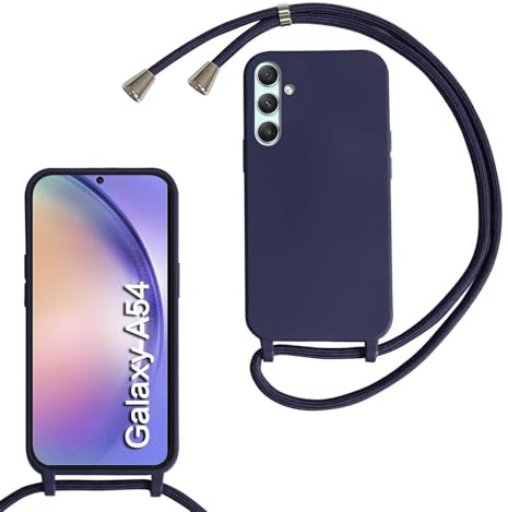 xinyunew Handykette für Samsung Galaxy A54 5G Hülle mit Band, Handyhülle mit Schnur zum Umhängen, weiche TPU Silikonhülle mit Band [abnehmbar] Halskettenhülle für Samsung Galaxy A54 5G-Blau