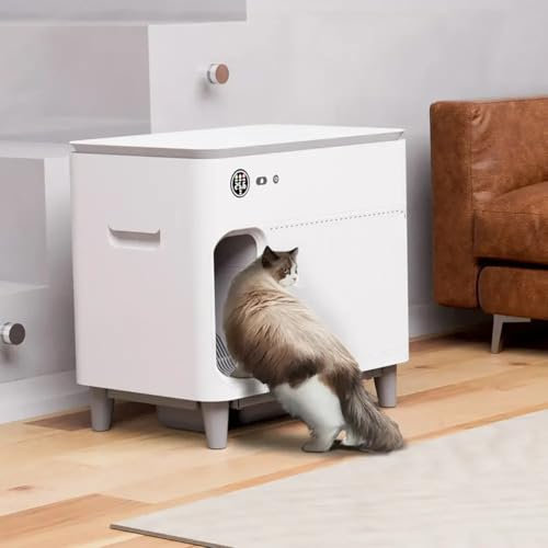 Coo11 95L Smart Self-Cleaning Cat Litter Box, Automatic Cleaning, Dust-Free, Odor Control, Smart Monitoring with App Control and Safety Gate, Hygienic Cat Toilet for Indoor Cats (Grey)