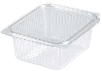 ecodrinks - 100 Contenitori per Alimenti Ermetici - Vaschette Quadrate Impilabili per Pasta, Frutta e Verdura - Adatti a Frigo e Freezer con Coperchio Salvafreschezza (500 ml)