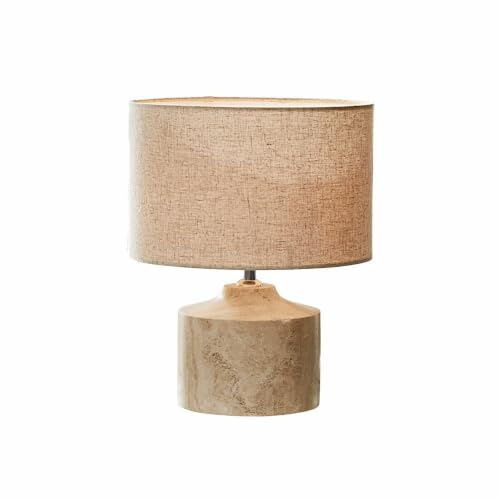 LOBERON Tischlampe Caleneuve, beige | Natürlicher Charme - Schlichtes Design - Tischleuchte - Wohnaccessoires - Travertin - Leinen