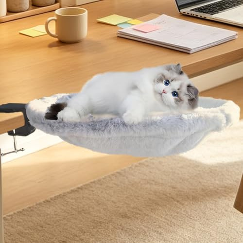 YUDANSI Cat Desk Bed, 360° Rotatable Removable Washable Desk Cat Beds | Soft Comfortable Cat Beds For Indoor Cats, Tool-free Installation Cat Hammock Bed For Desk, Balcony Railings, Bedside etc