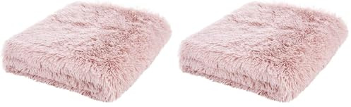 Catherine Lansfield Plaid à Poils Longs Rose pâle 150 x 200 cm (Lot de 2)