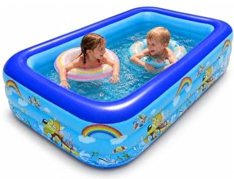 Airoieak Large Paddling Pool, PVC 3 Layer Inflatable Paddling Pool for Kids & Adults, Durable Kids Pool with Leak-Proof Design and Quick Drain Valve for Backyard & Garden Fun