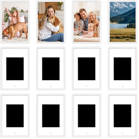 XIXUANAI 12 Pcs Blank Photo Frame Fridge Magnets, Magnetic Photo Frames for Fridge, Acrylic Magnetic Frame Inserts for Small Photos 7 x 4.5cm, Perfect for Gift to Family & Friends