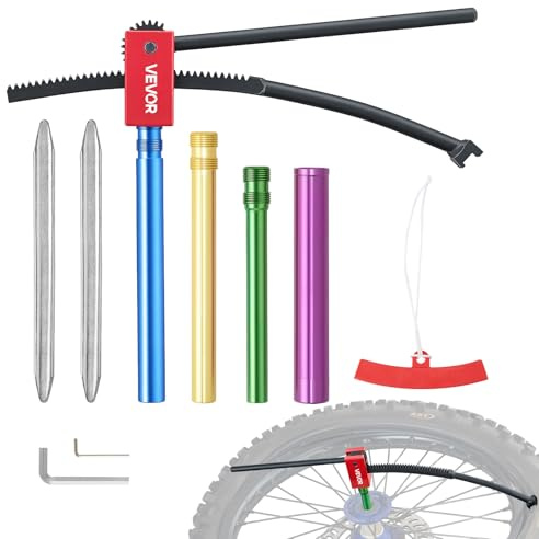 VEVOR Desmontadora de Neumáticos para Motos de Cross, Compatible con Ruedas de 406 a 533 mm, Adaptadores de Eje de 15-25 mm, Cambiador de Neumáticos de Motocross con Palancas, Funda Protectora