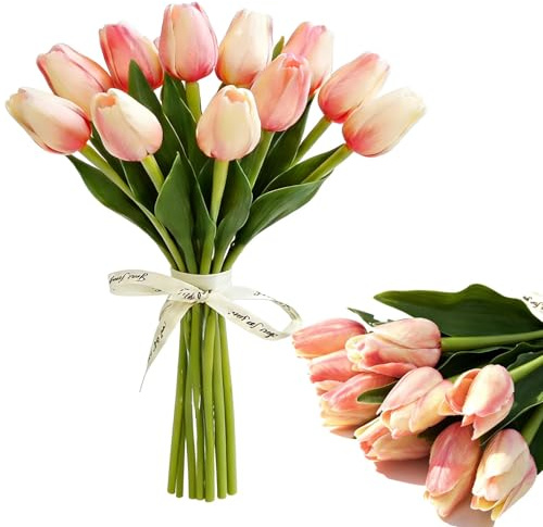 Künstliche Tulpen, 10 Stück Latex Tulpen Blumen, Tulpe Deko Kunstpflanze