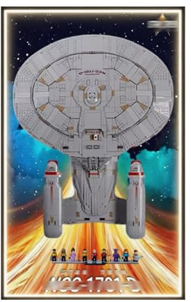 Display Wallboard für Lego 10356 Raumschiff Enterprise Bauset Wandhalter Displaywand - Nur Anzeigetafel, Anzeigetafel kompatibel mit Lego 10356 (Bilderrahmen B (mit Lichter))