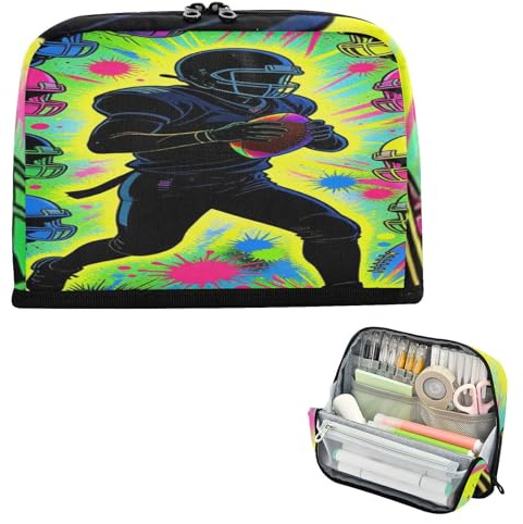 BCFHRGT Pencil Bags Large Capacity Make Up Bag Sturdy for Student Grade School Supplies Cool Usa Football