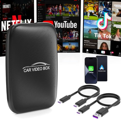 CarPlay AI Box 2026 Upgrade – Adattatore wireless Apple CarPlay & Android Auto, Magic Video Box con Netflix, Y schede TF, Plug-and-Play Car play Adapter per iOS 10+ / Android 11+