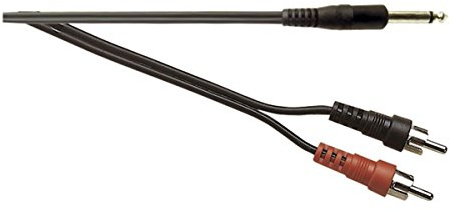 6 35mm Mono Jack Plug to 2 x Phono Plugs, Black