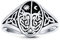 Bague chevalière ovale en argent sterling .925 style antique pour femmes avec arbre de vie souhaitant famille soleil lune jour nuit celtique céleste.
