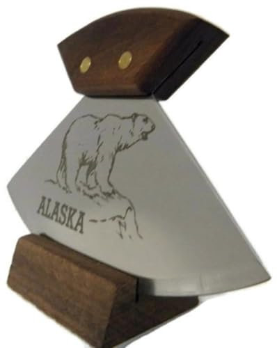 Ulu Ätzmesser mit Eisbär, Walnussholz, 15,2 cm